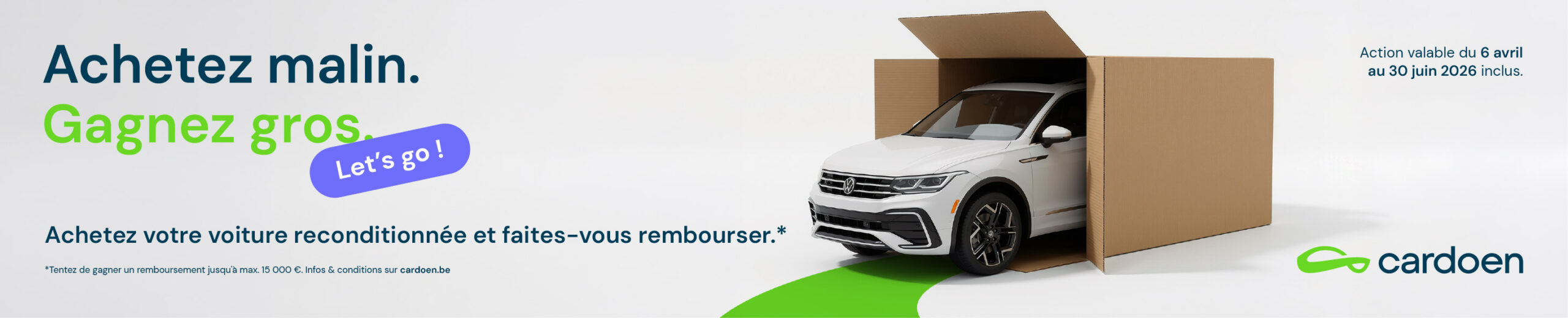 Win refurbished auto, auto komt uit doos