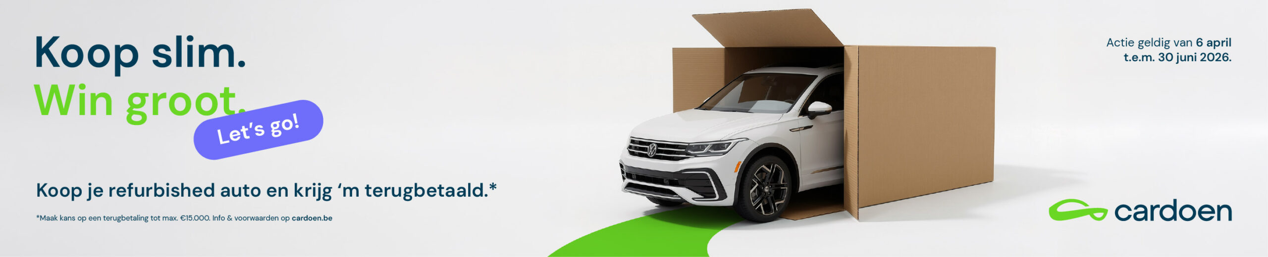 Win refurbished auto, auto komt uit doos